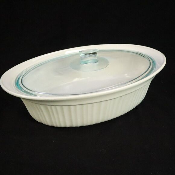 Corningware French White Casserole w/lid  4 Quart Covered Roaster Stoneware - Picture 1 of 11